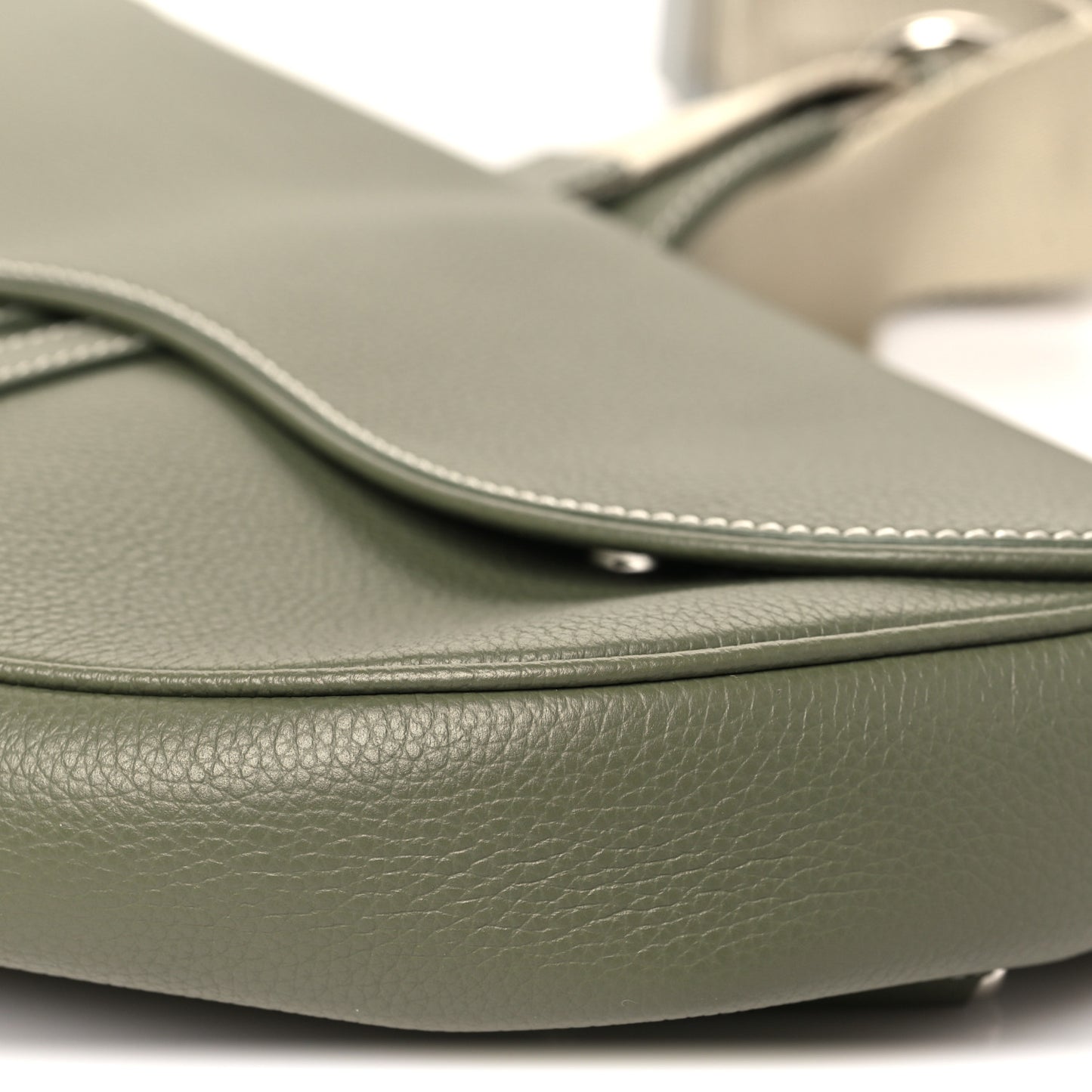 Grained Calfskin Mens Maxi Saddle Bag Olive