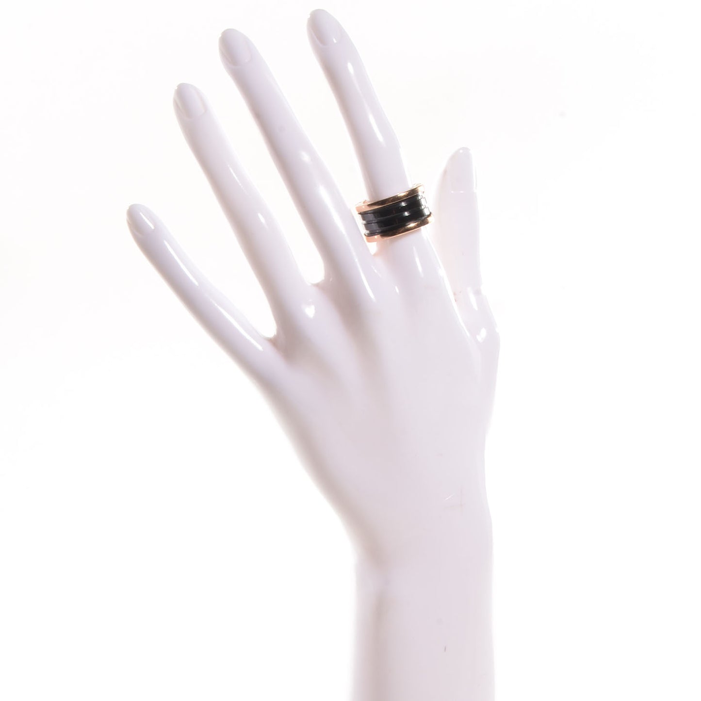 BVLGARI 18k Pink Gold Ceramic B.Zero1 4 Band Ring 53 US 6.25 Black
