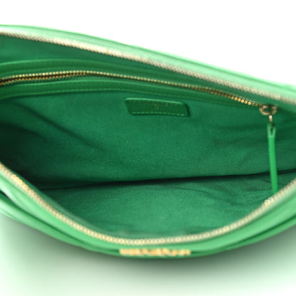 Chanel Shiny Goatskin Quilted Chanel 19 Pouch Green 5 of 15