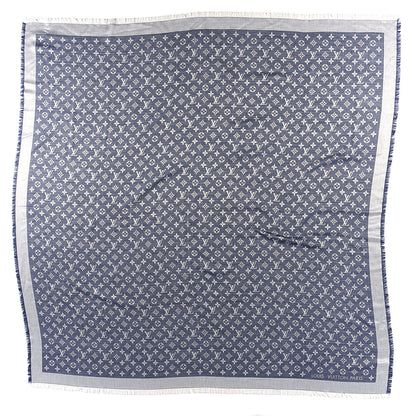 Louis Vuitton Silk Wool Monogram Denim Shawl Blue Clair 1 of 3