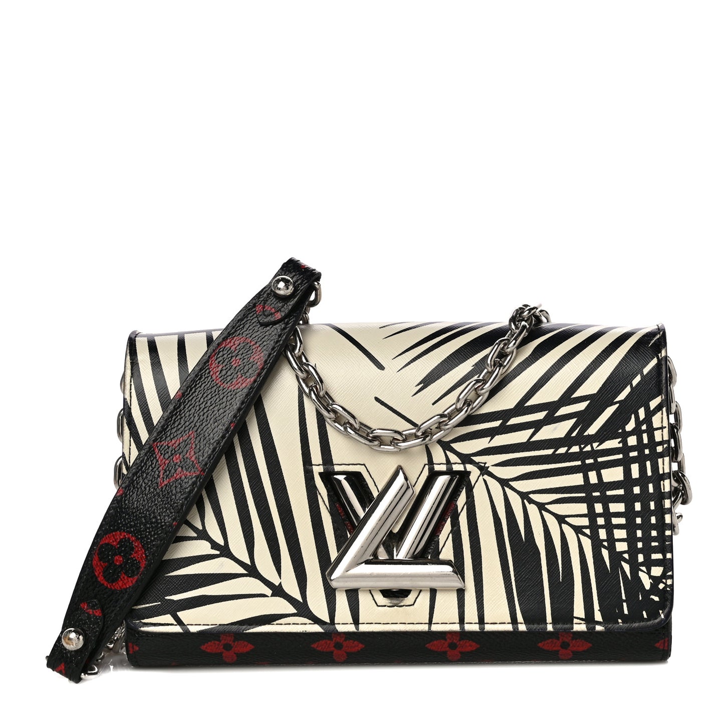 Monogram Palm Twist Chain Wallet Black White