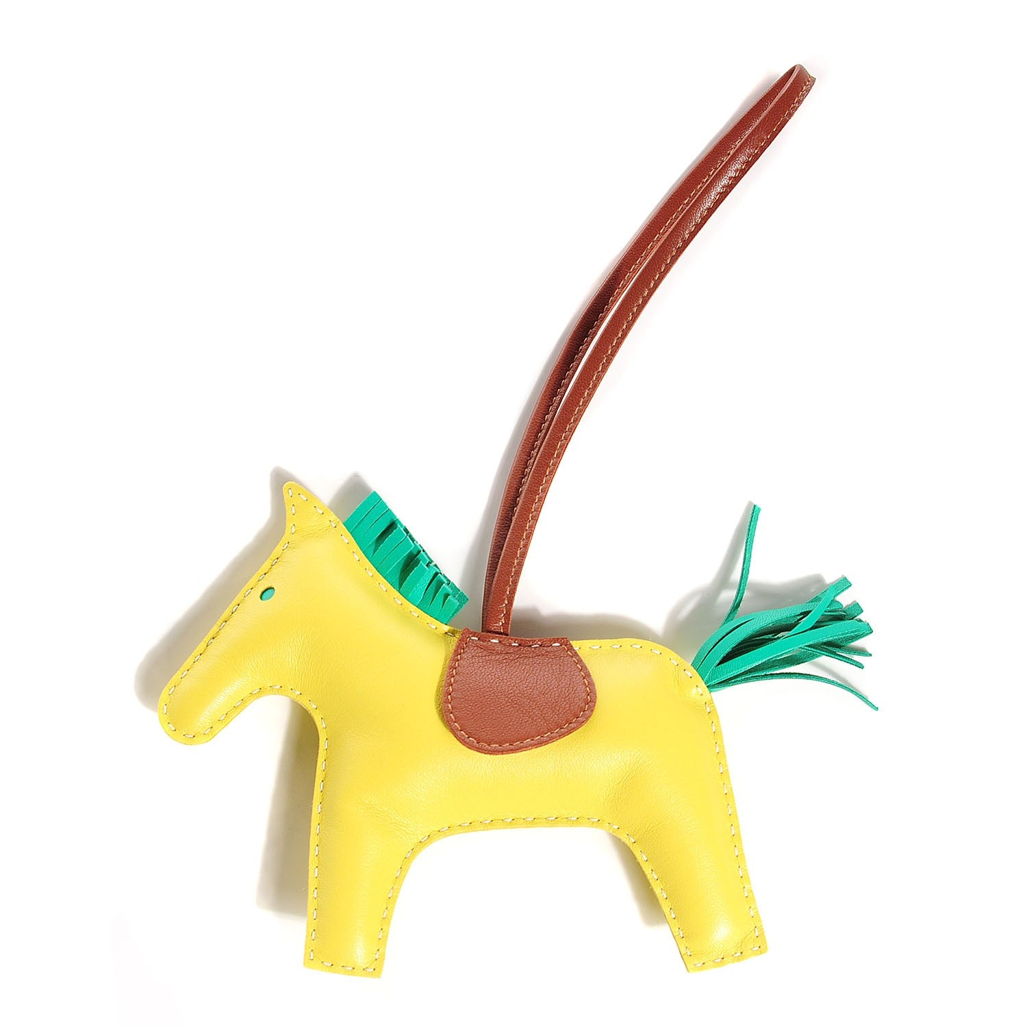 Hermes Milo Lambskin Grigri Rodeo Horse Bag Charm GM Lime Menthe Fauve 1 of 5