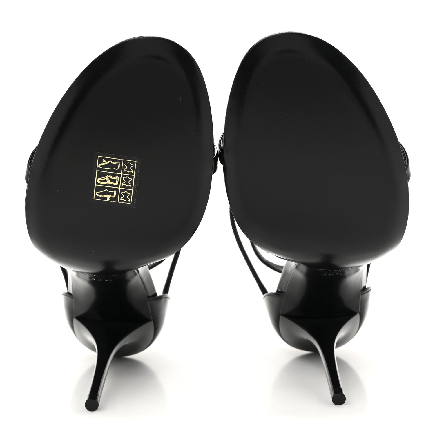 Saint Laurent Patent Cassandra 100 Ankle Strap Sandals 39.5 Black 6 of 10