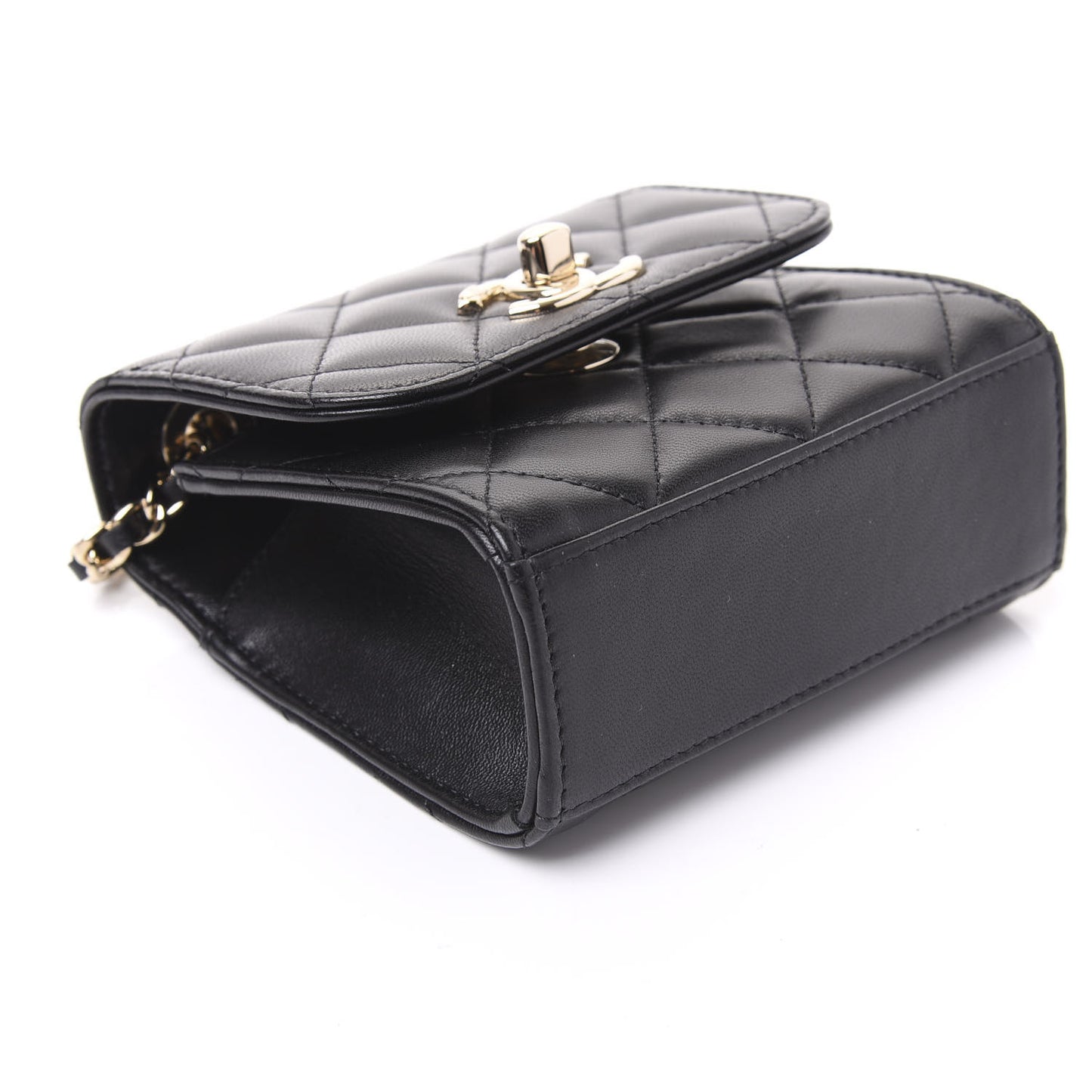 Lambskin Quilted Mini Trendy CC Chain Wallet Black