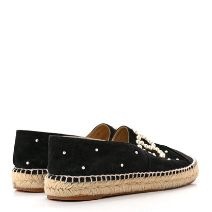 Chanel Suede Pearl CC Espadrilles 40 Black 4 of 15