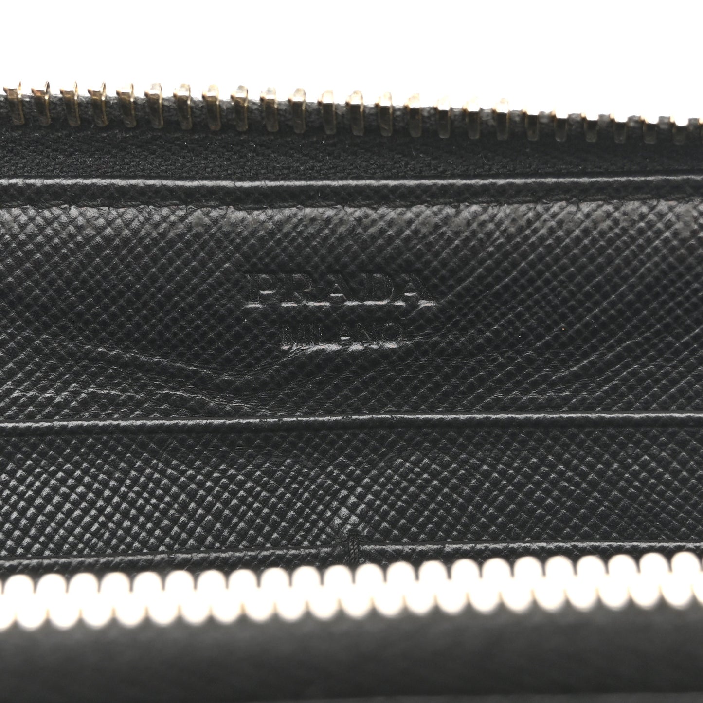 Saffiano Metal Zip Around Wallet Black