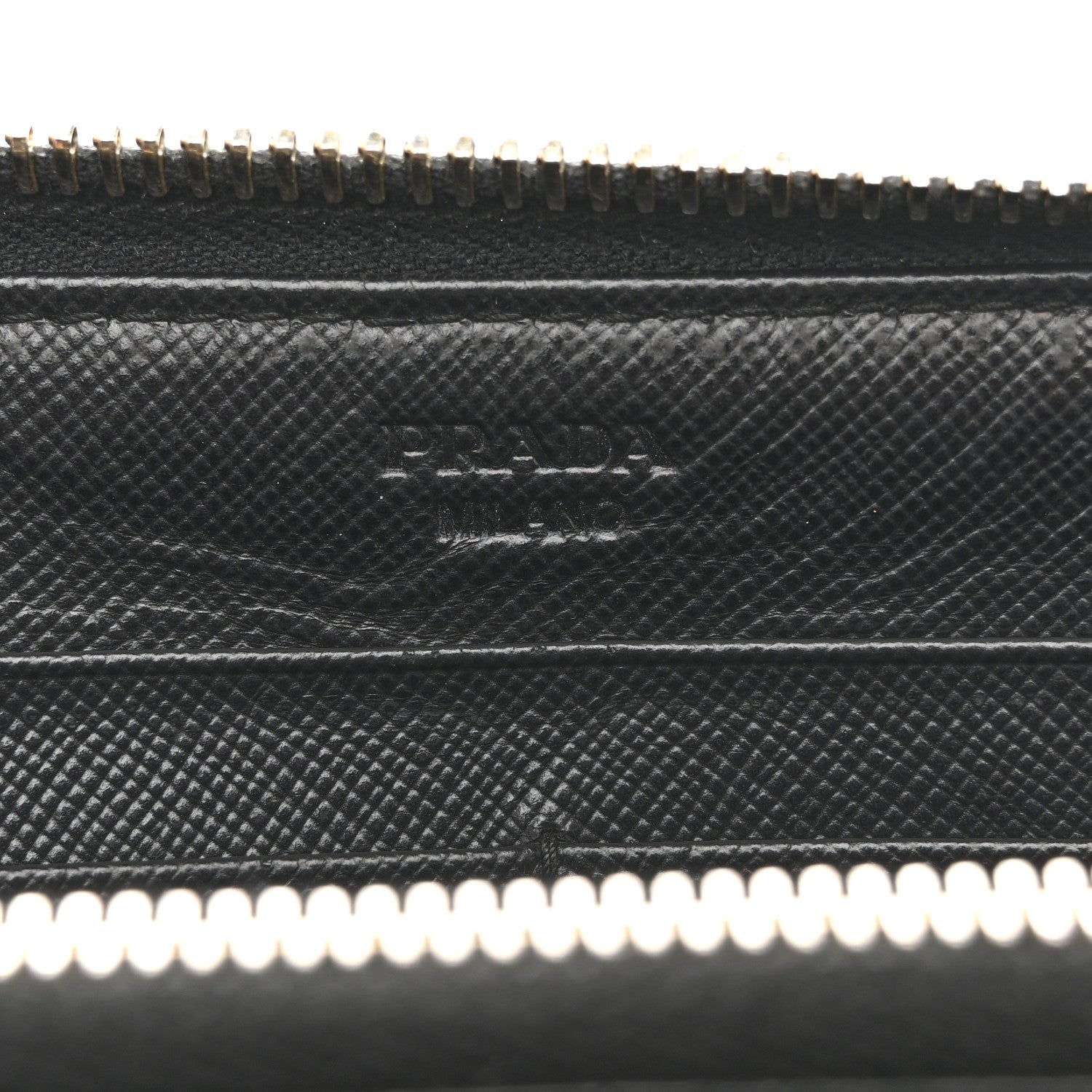 Prada Saffiano Metal Zip Around Wallet Black 6 of 13