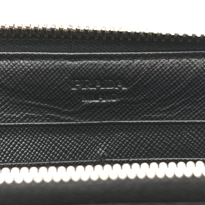 Prada Saffiano Metal Zip Around Wallet Black 6 of 13