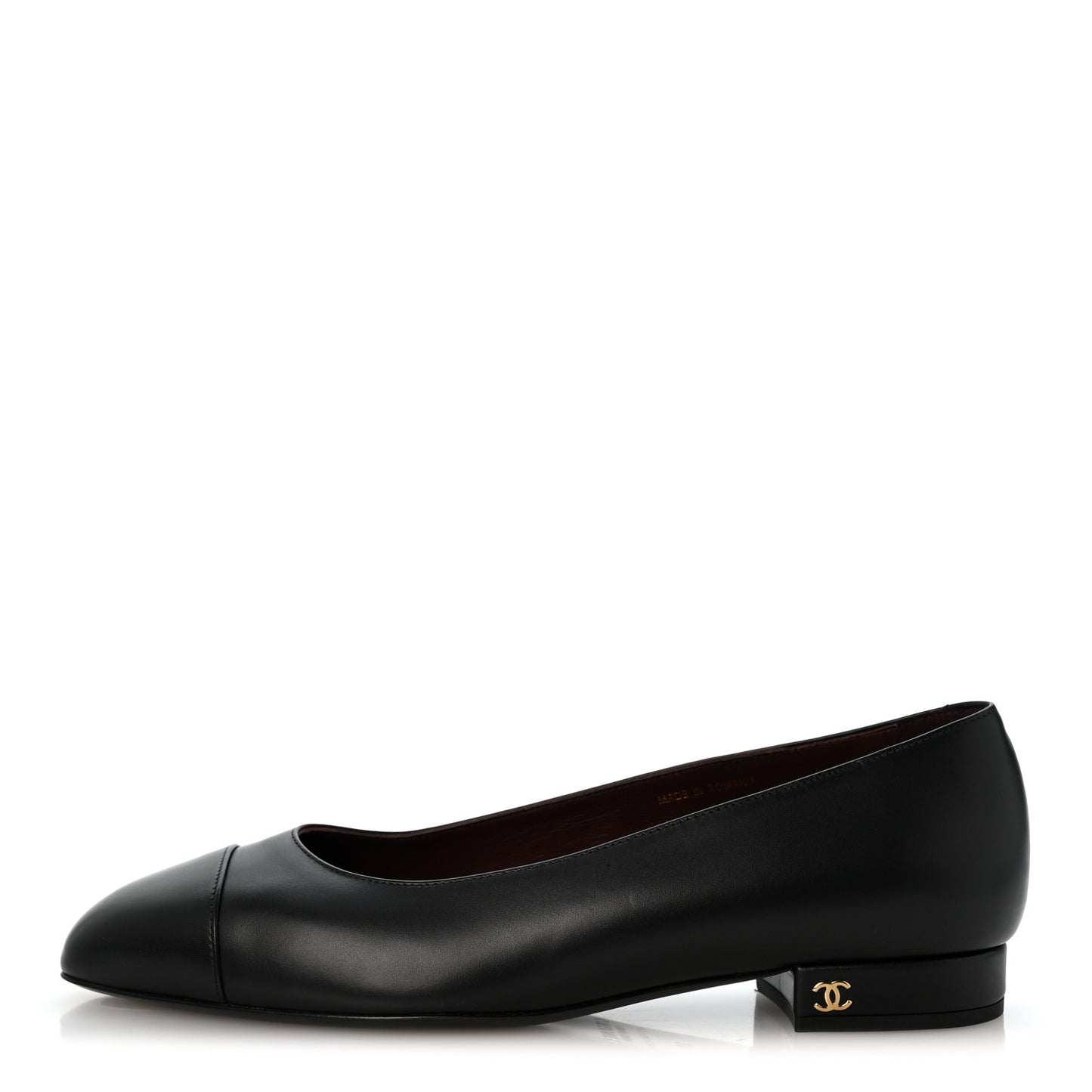 Lambskin Cap Toe CC Uniform Ballerina Flats 39 Black