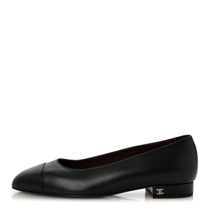 Chanel Lambskin Cap Toe CC Uniform Ballerina Flats 39 Black 1 of 10