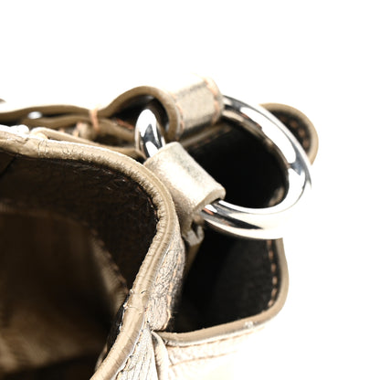 Prada Metallic Vitello Daino Pushlock Shoulder Bag Peltro 14 of 21