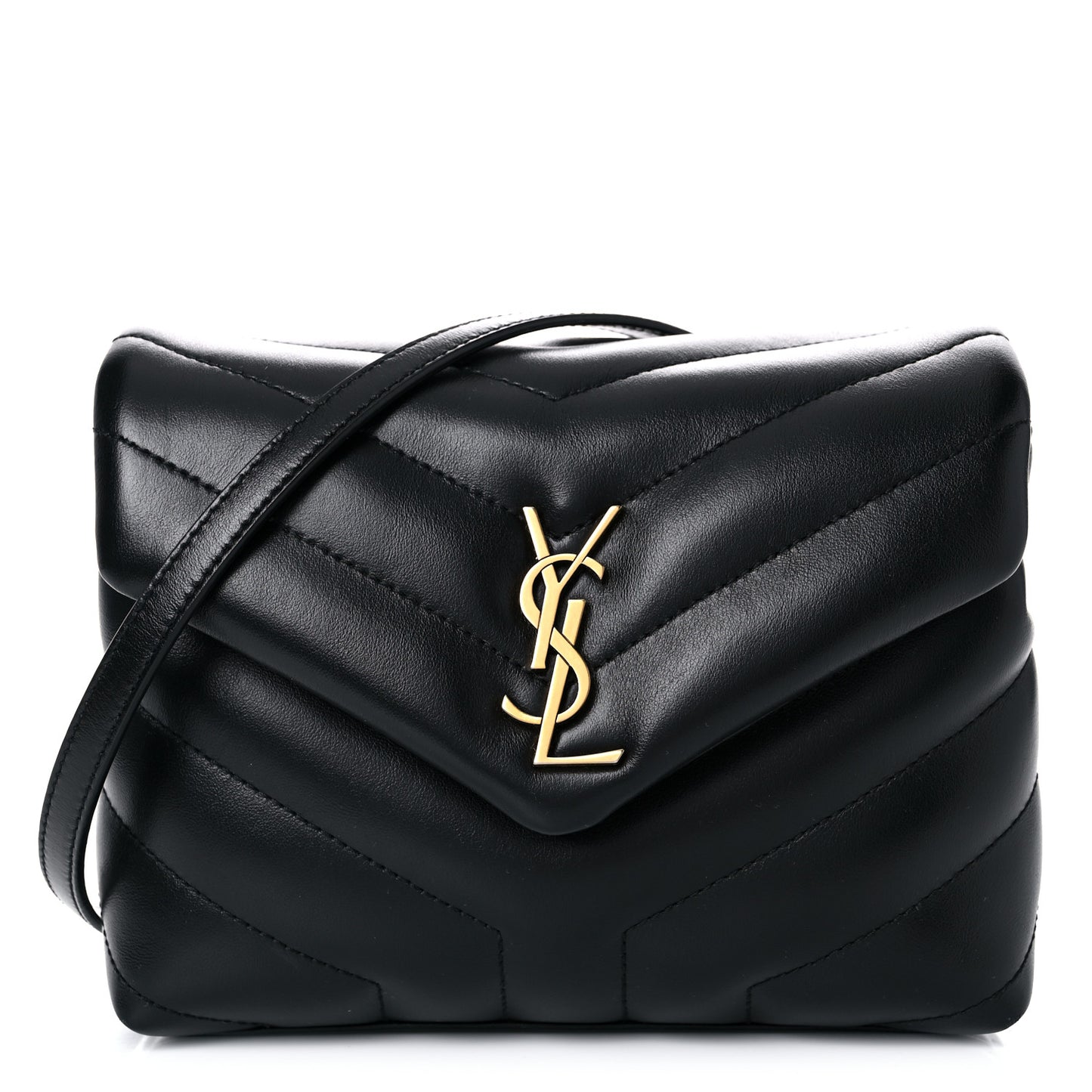 Calfskin Y Quilted Monogram Toy Loulou Crossbody Bag Black