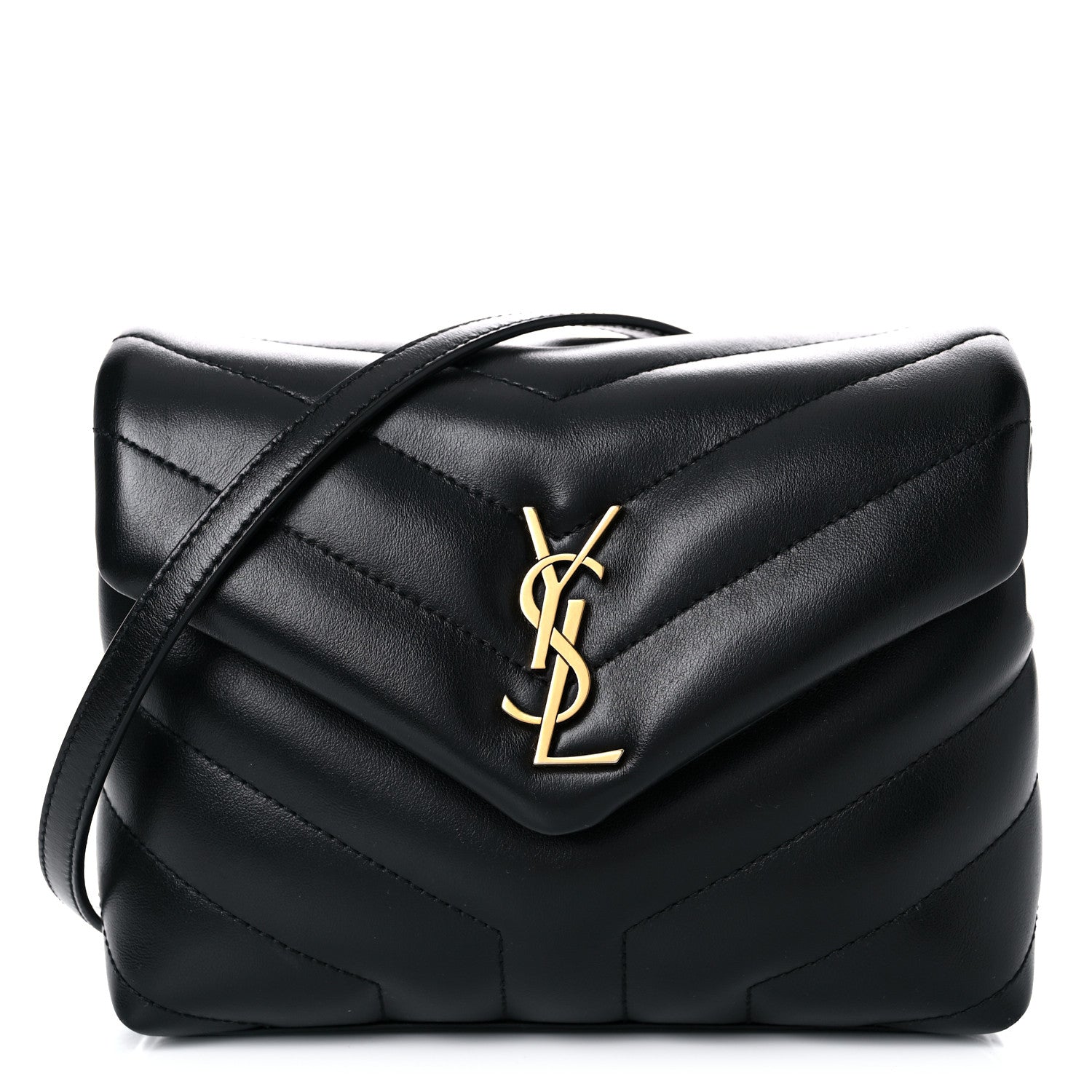 Saint Laurent Calfskin Y Quilted Monogram Toy Loulou Crossbody Bag Black 1 of 13