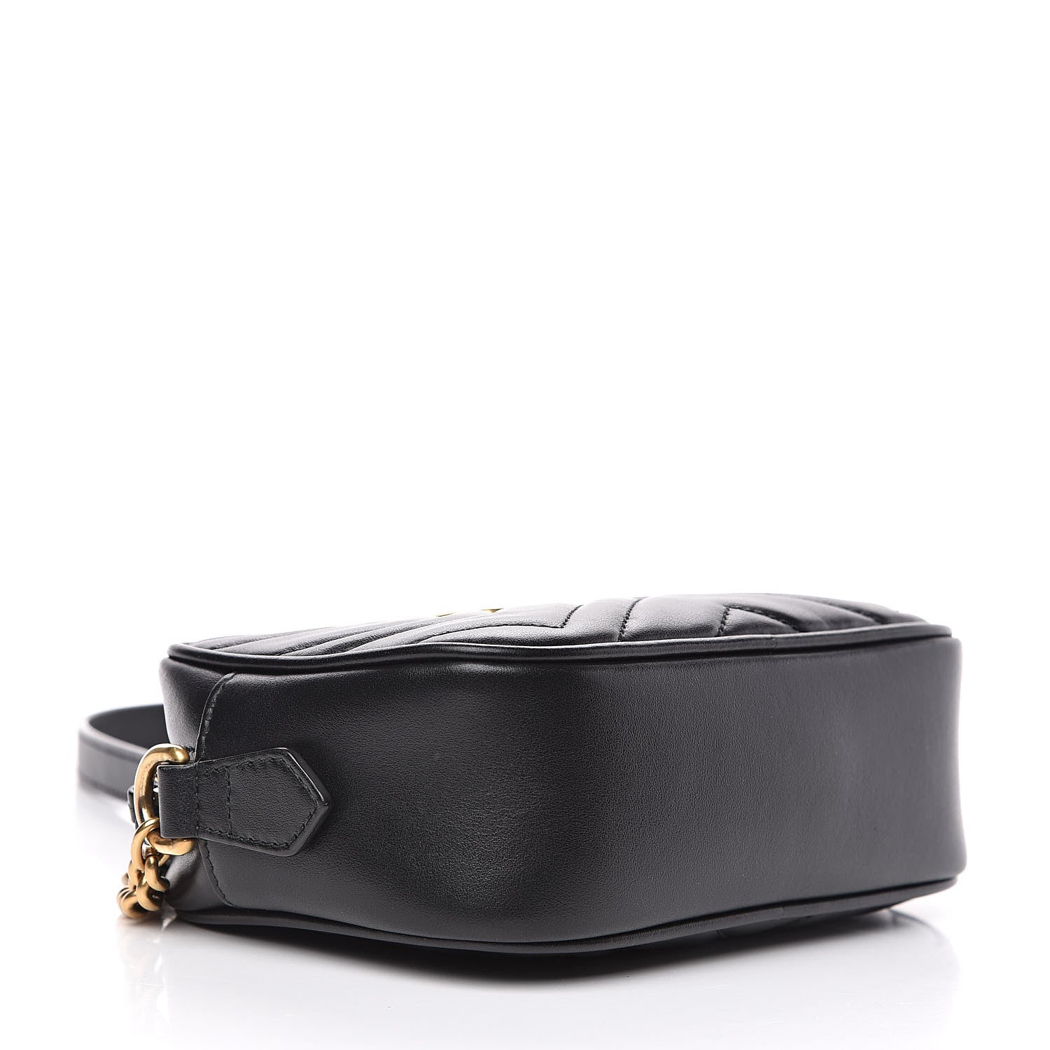 Gucci Calfskin Matelasse Mini GG Marmont Chain Shoulder Bag Black 4 of 11