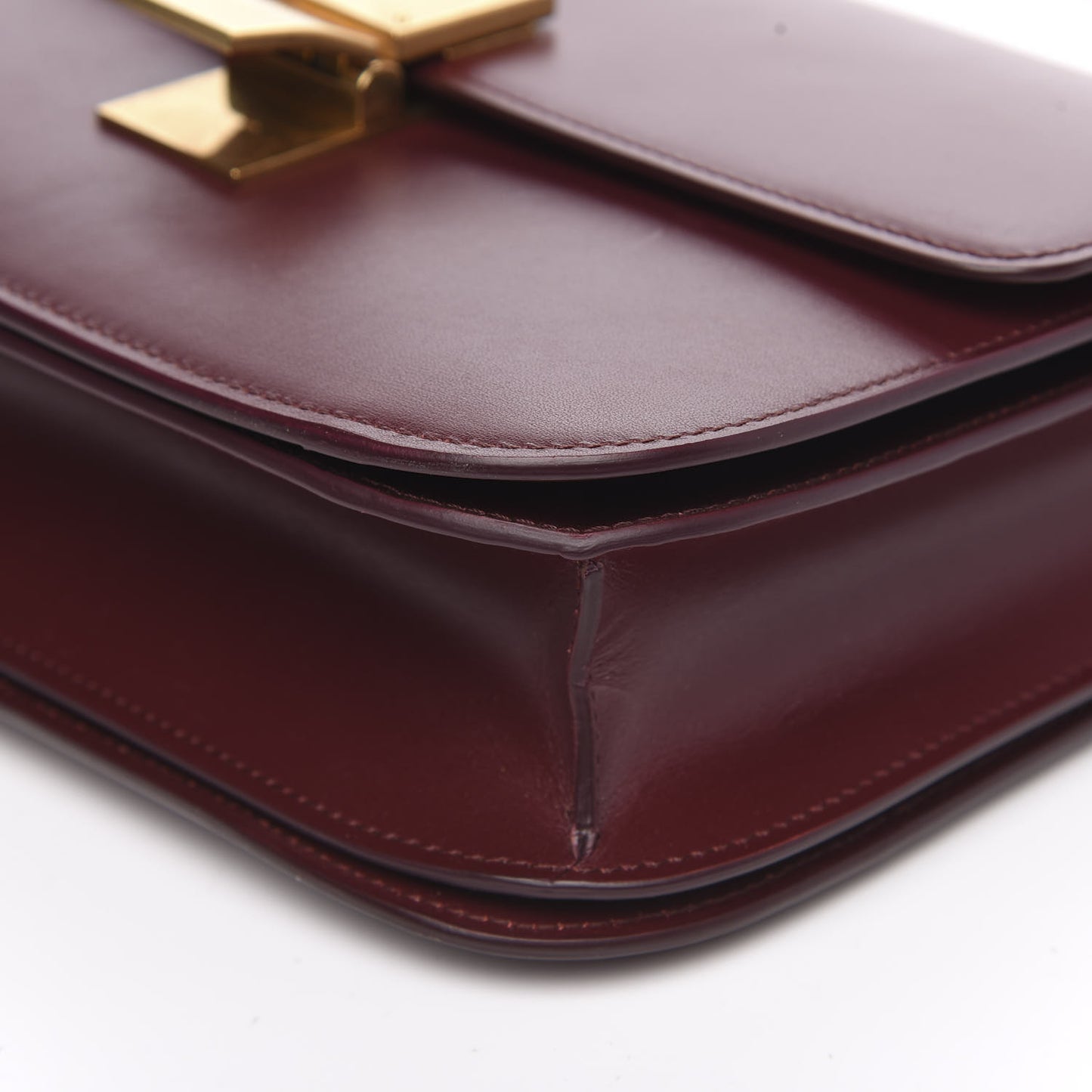 Box Calfskin Medium Classic Box Flap Bag Burgundy
