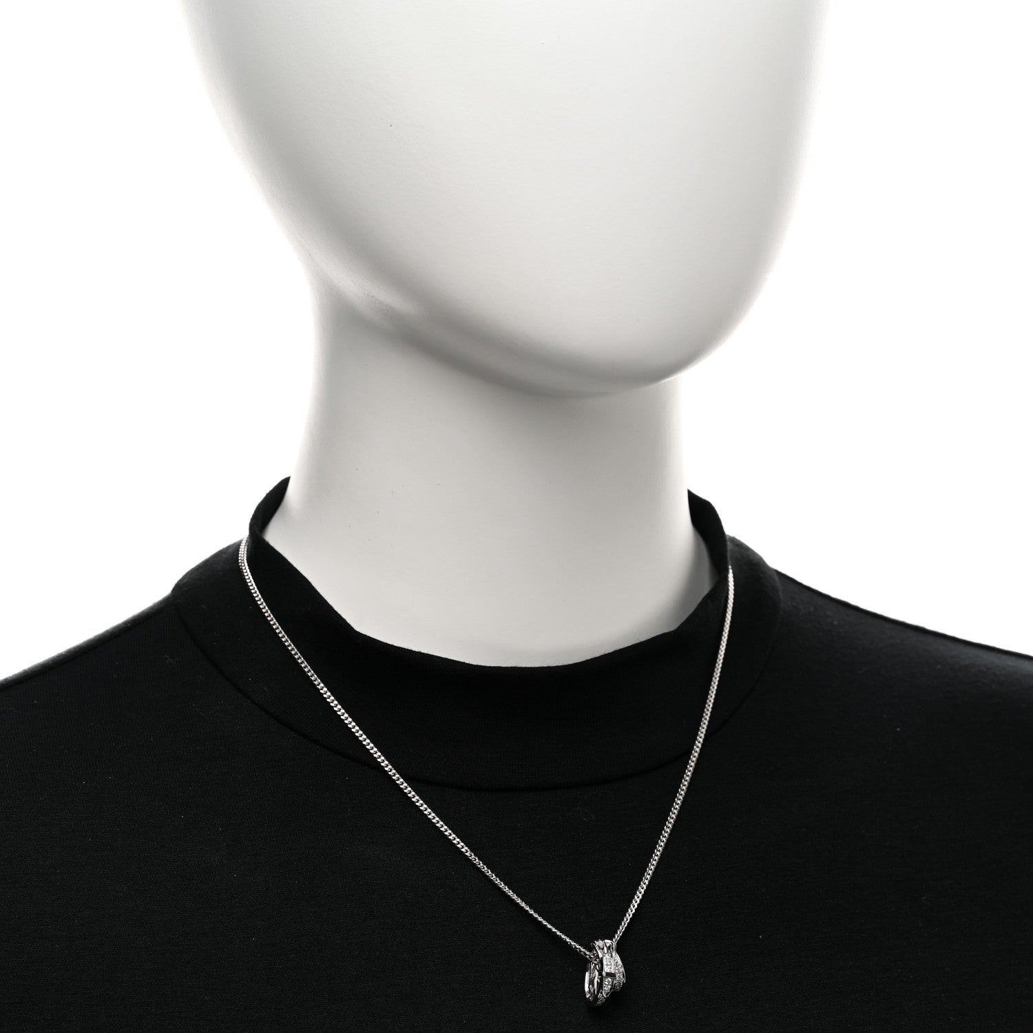 Hermes 18K White Gold Diamond Etriviere Pendant Necklace 2 of 5