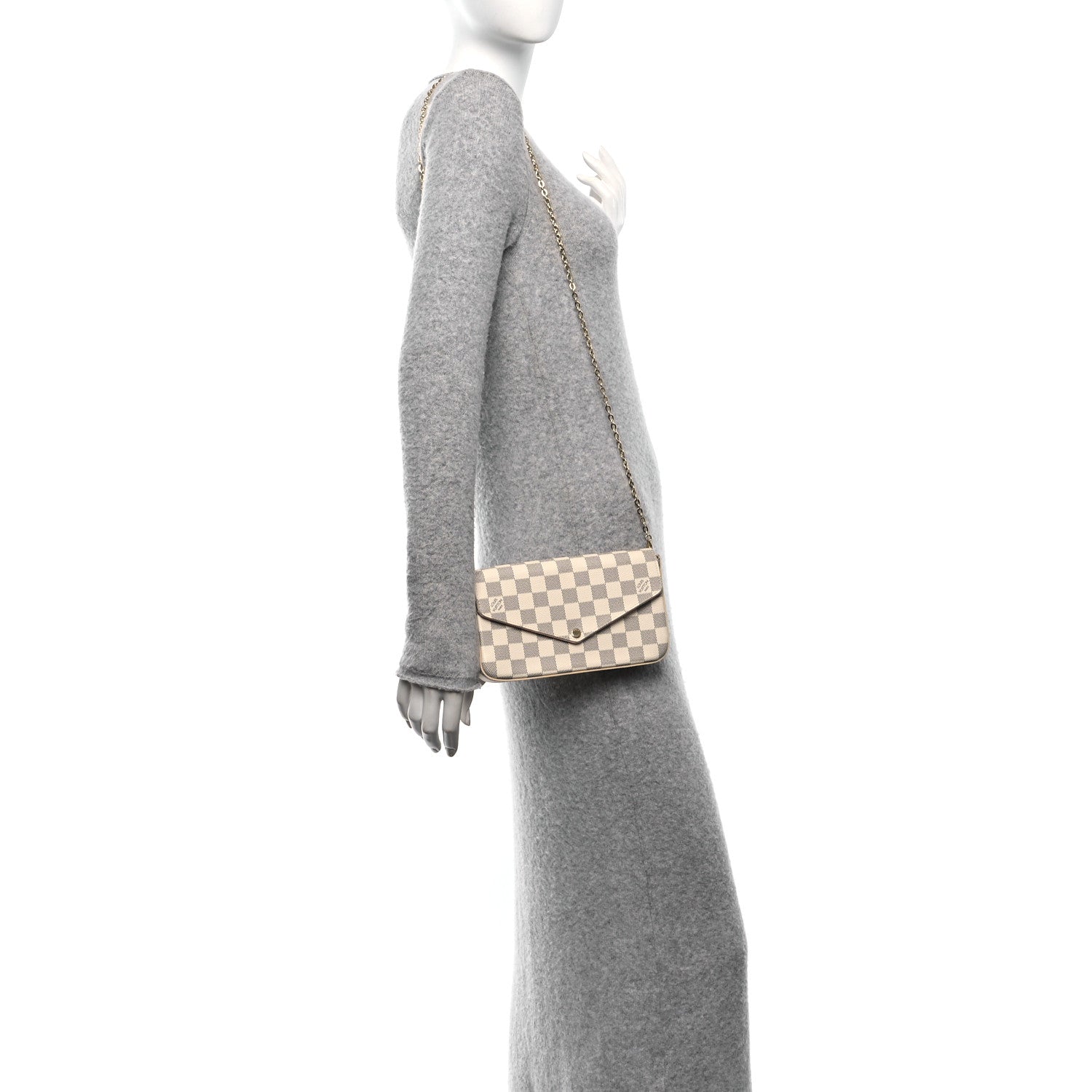 Louis Vuitton Damier Azur Pochette Felicie Chain Wallet Rose Ballerine 2 of 11