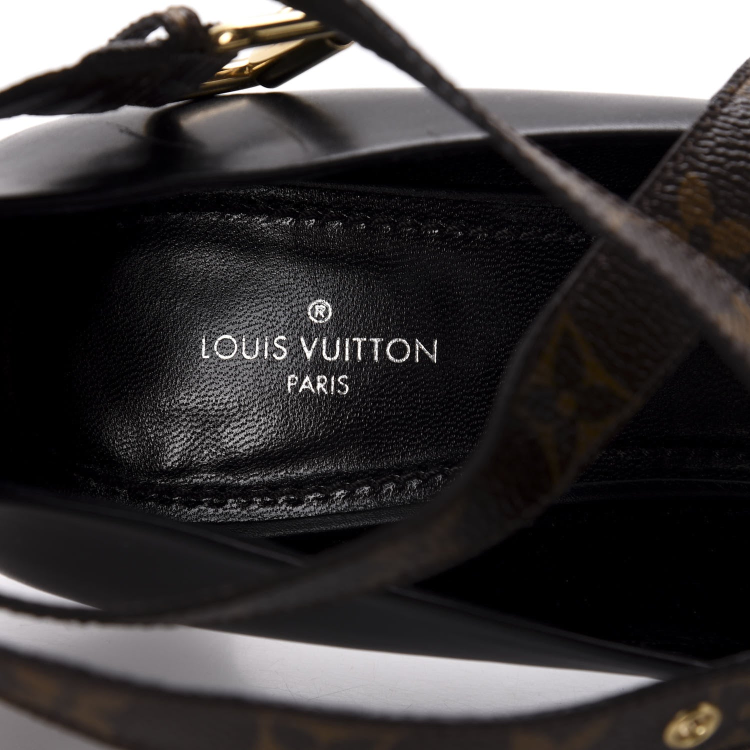 Louis Vuitton Calfskin Patent Monogram Cross Strap Pumps 39 Black 7 of 11