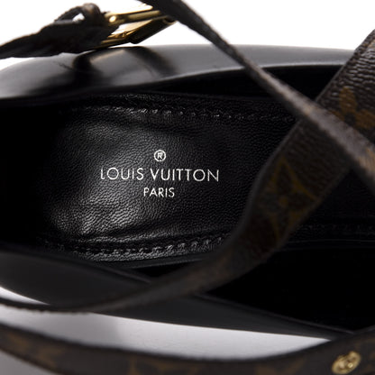 Louis Vuitton Calfskin Patent Monogram Cross Strap Pumps 39 Black 7 of 11