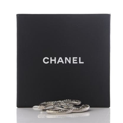 Chanel Crystal Pearl CC Tweed Brooch Silver Black 4 of 4