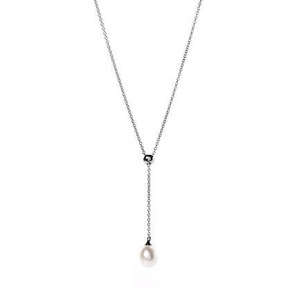 Tiffany 18K White Gold Pearl Drop Pendant Necklace 1 of 6