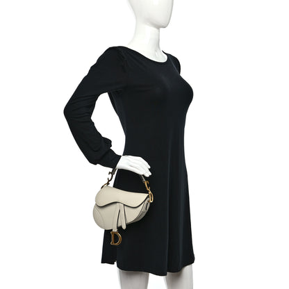 Christian Dior Grained Calfskin Mini Saddle Bag White 2 of 13