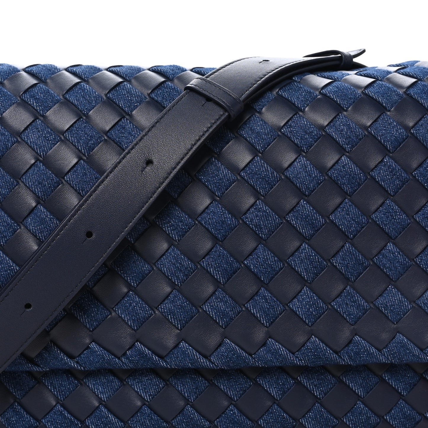 Denim Nappa Intrecciato Padded Messenger Abyss Indigo