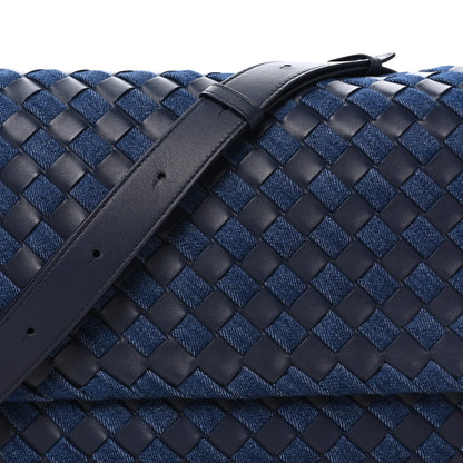 Bottega Veneta Denim Nappa Intrecciato Padded Messenger Abyss Indigo 7 of 9