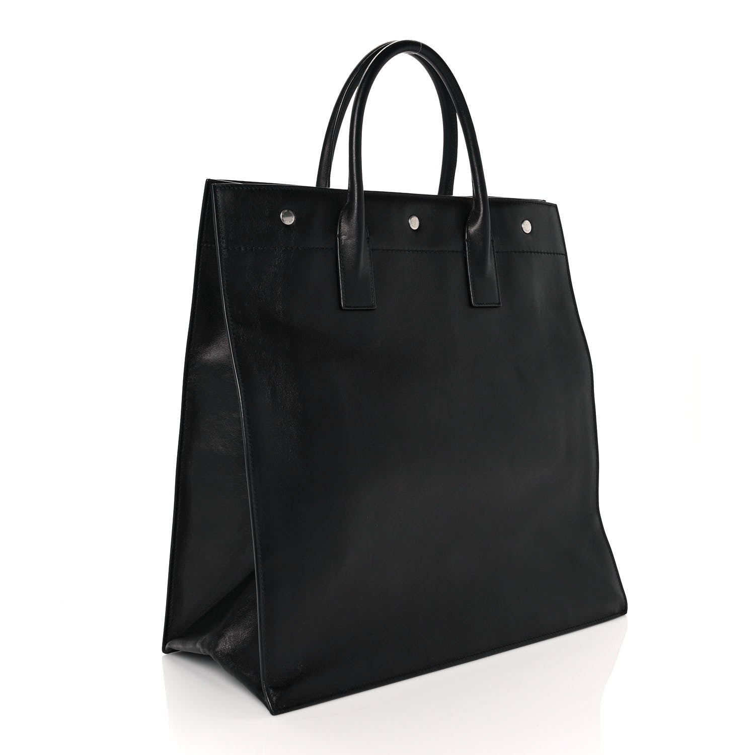 Saint Laurent Calfskin Rive Gauche North South Tote Black 2 of 8