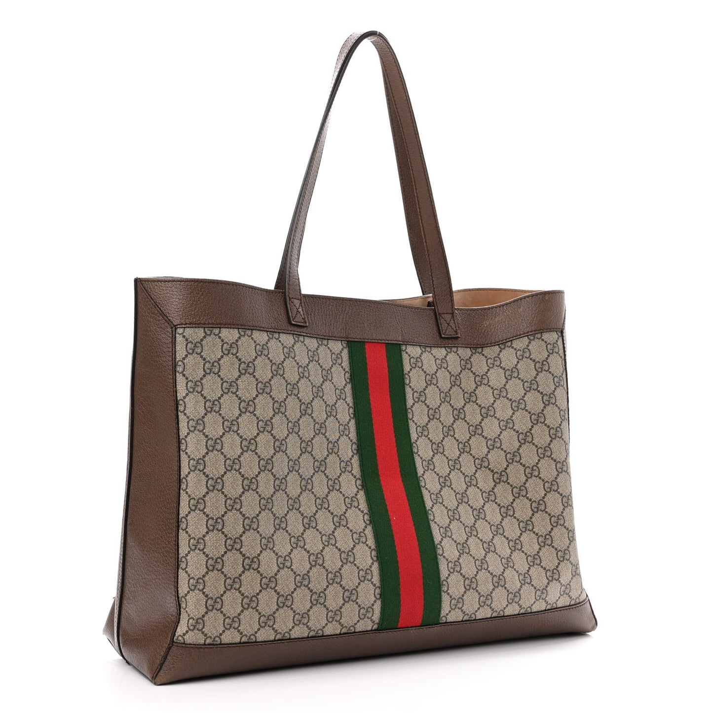 GG Supreme Monogram Web Ophidia Tote Brown