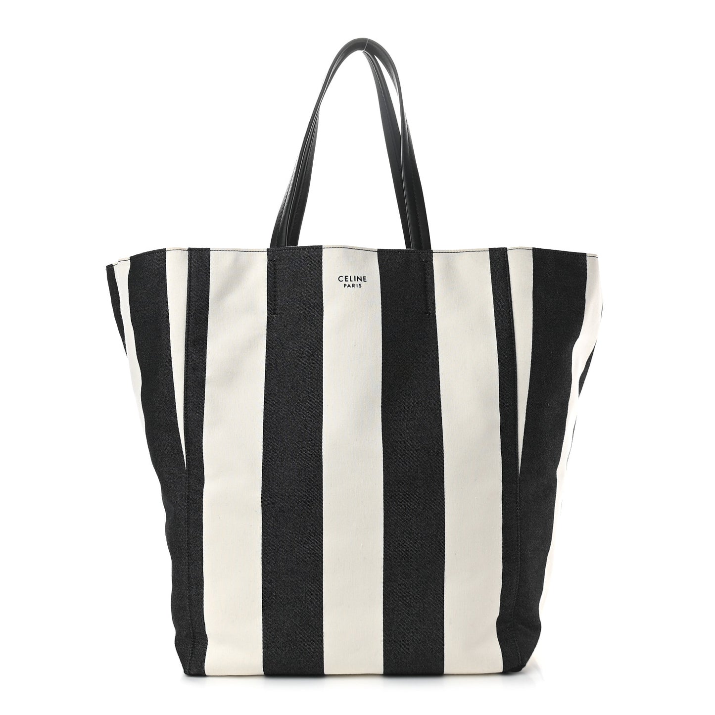 Canvas Striped Large Phantom Cabas Black White
