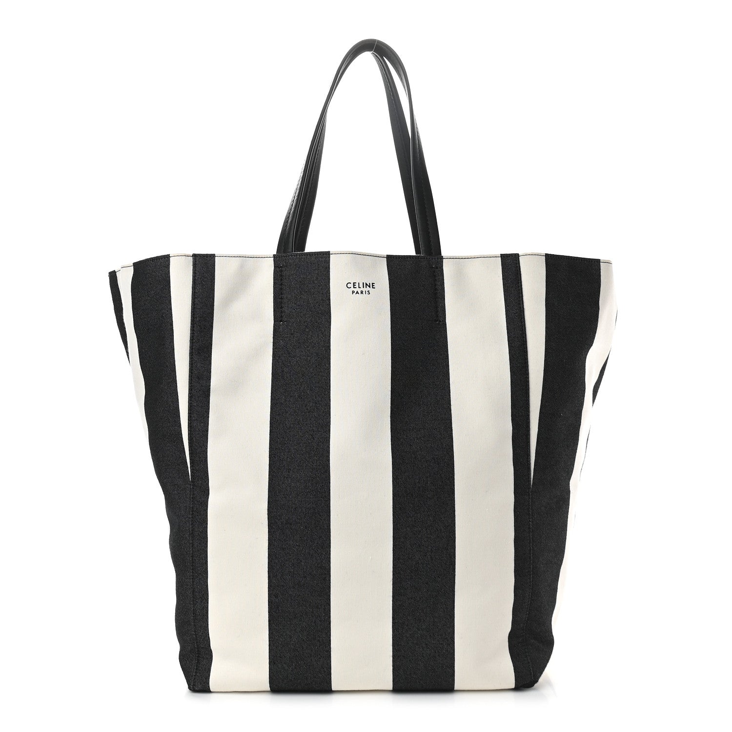 Celine Canvas Striped Large Phantom Cabas Black White 1 of 8