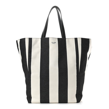 Celine Canvas Striped Large Phantom Cabas Black White 1 of 8