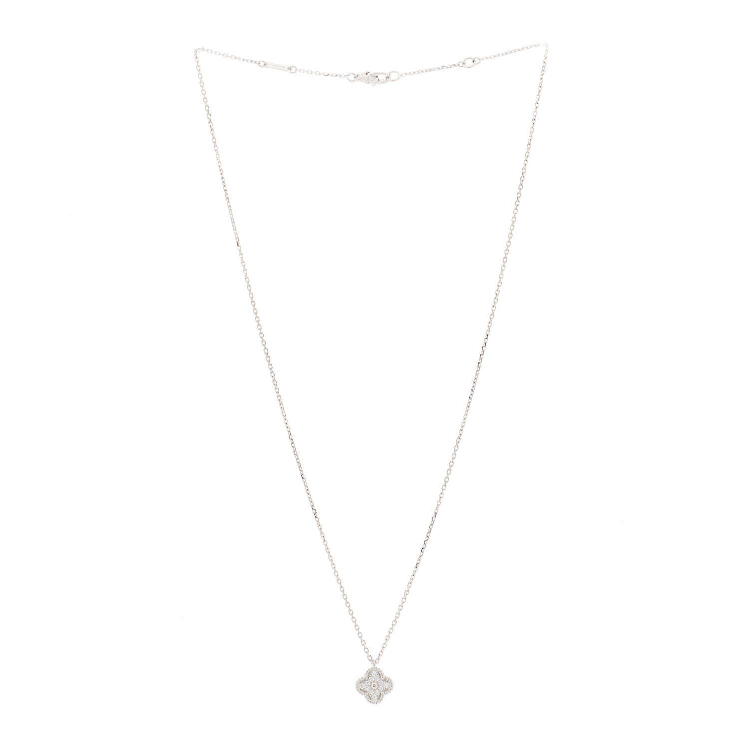 Van Cleef & Arpels 18K White Gold Diamond Sweet Alhambra Pendant Necklace 2 of 5