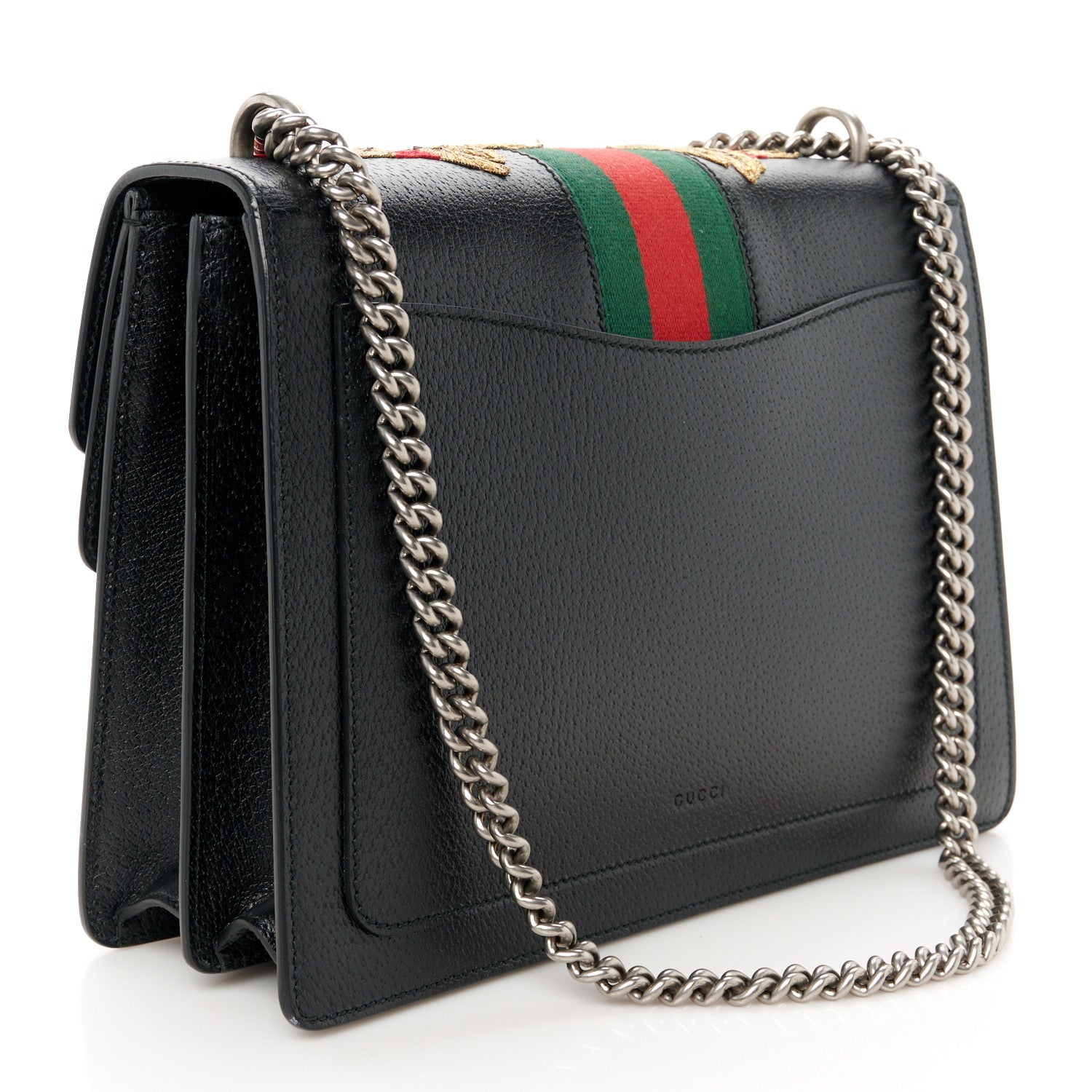 Gucci Calfskin Web Floral Embroidered Medium Dionysus Shoulder Bag Black 3 of 12