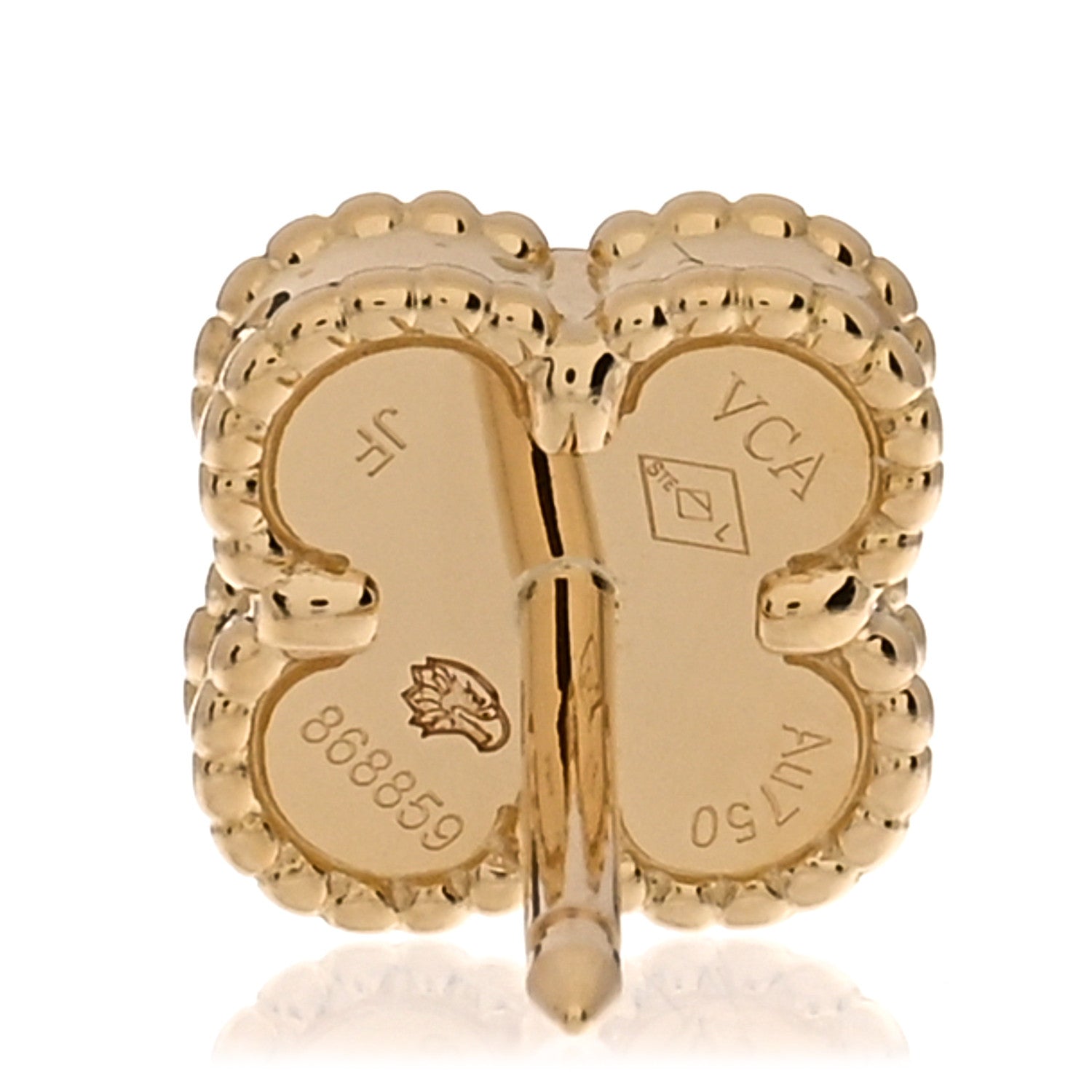 Van Cleef & Arpels 18K Yellow Gold Mother of Pearl Sweet Alhambra Earrings 4 of 5