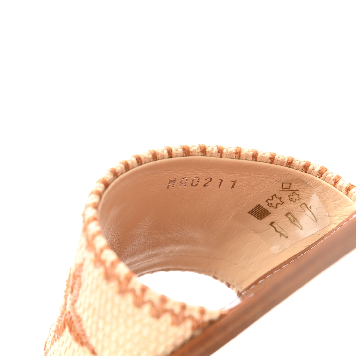 Raffia Calfskin Monogram Lock It Flat Mules 38 Cognac Brown