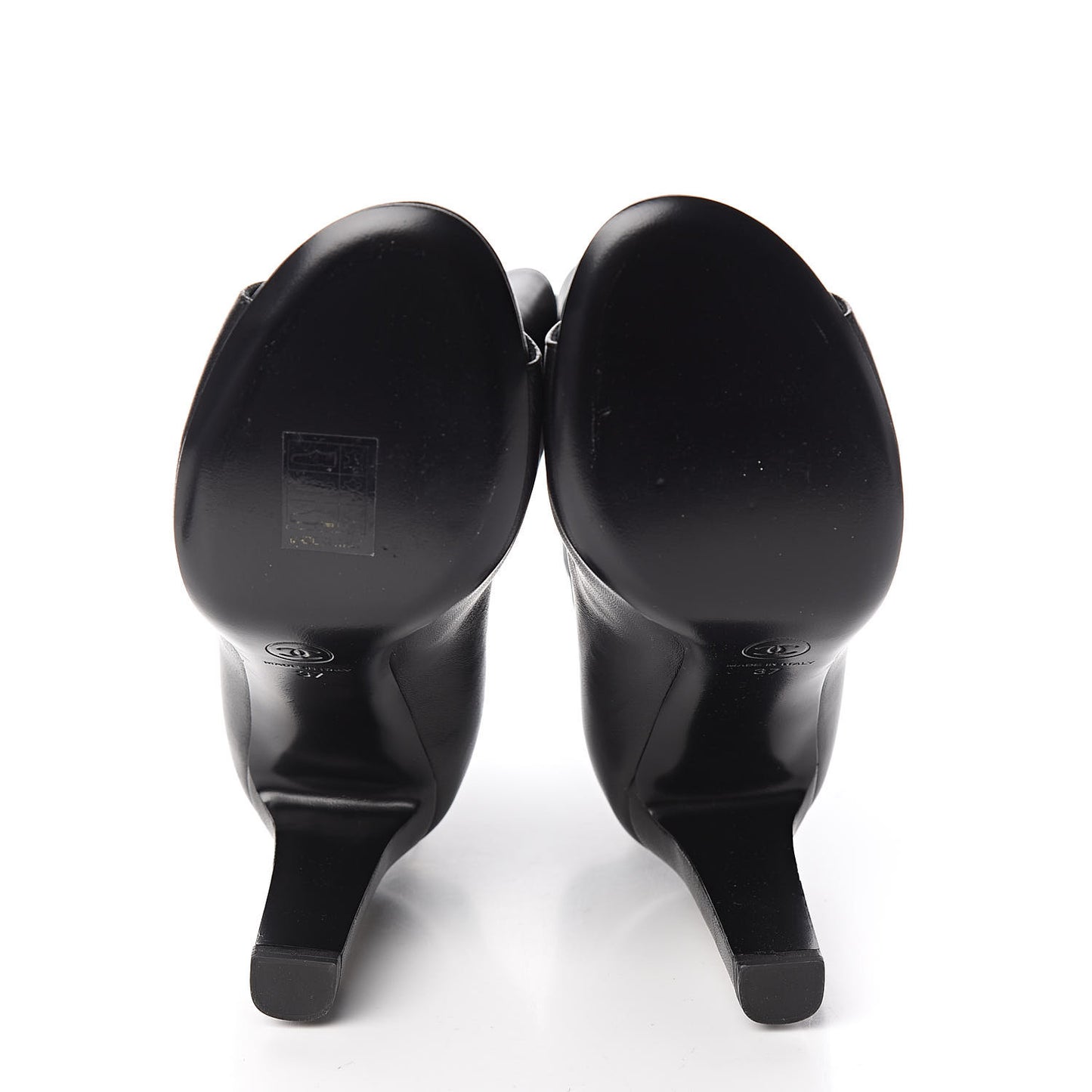 Calfskin Pearl Open Toe Ankle Boots 37 Black