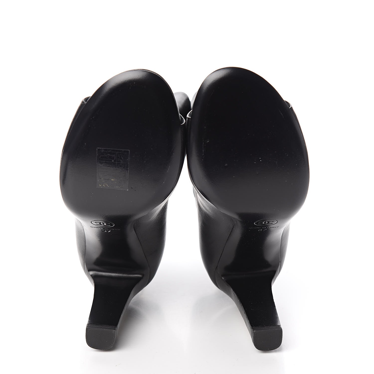 Chanel Calfskin Pearl Open Toe Ankle Boots 37 Black 5 of 9