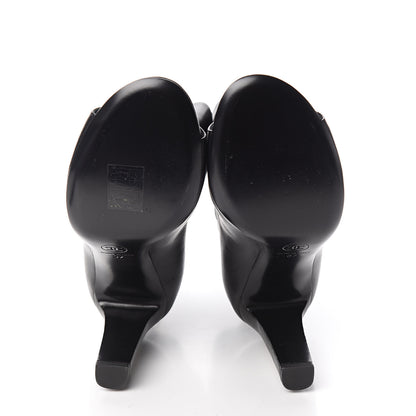 Chanel Calfskin Pearl Open Toe Ankle Boots 37 Black 5 of 9