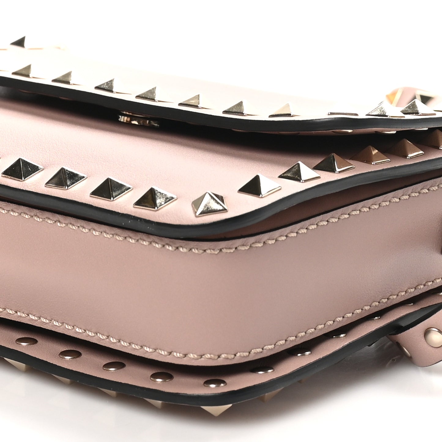 Vitello Rockstud Flap Crossbody Bag Water Rose
