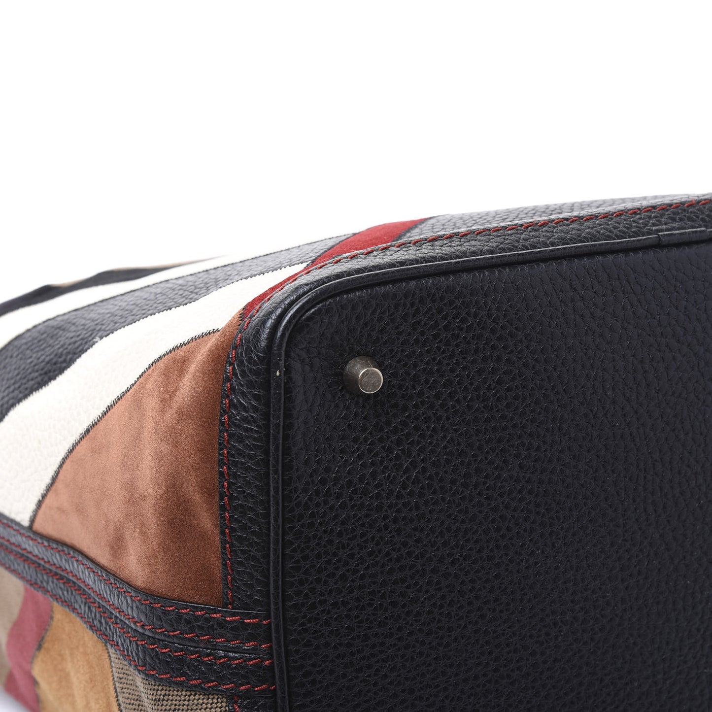 Grainy Calfskin Suede Canvas Mega Check Patchwork Medium Ashby Hobo Multicolor