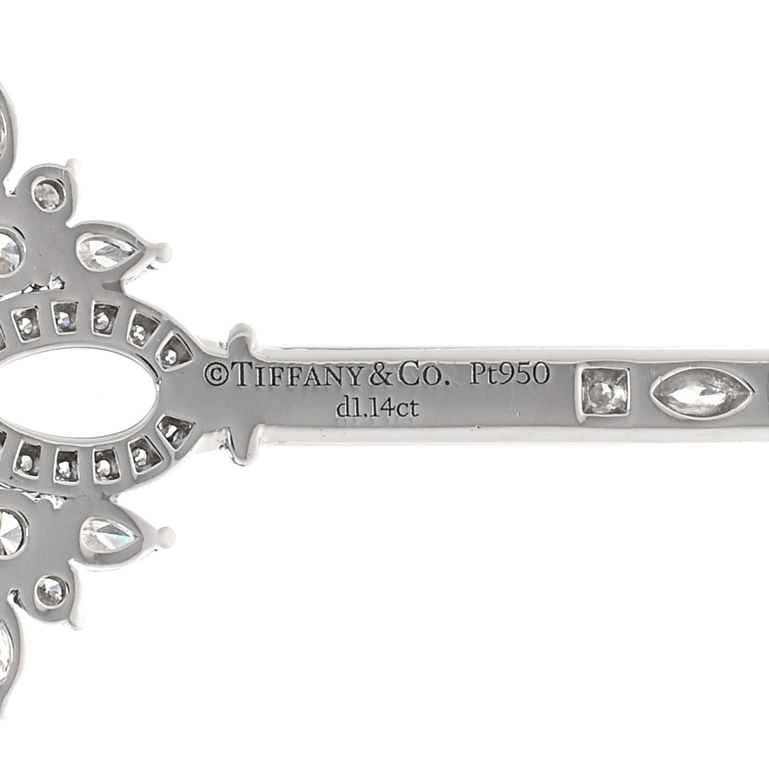 Tiffany Platinum Diamond Victoria Key Pendant Necklace 5 of 5