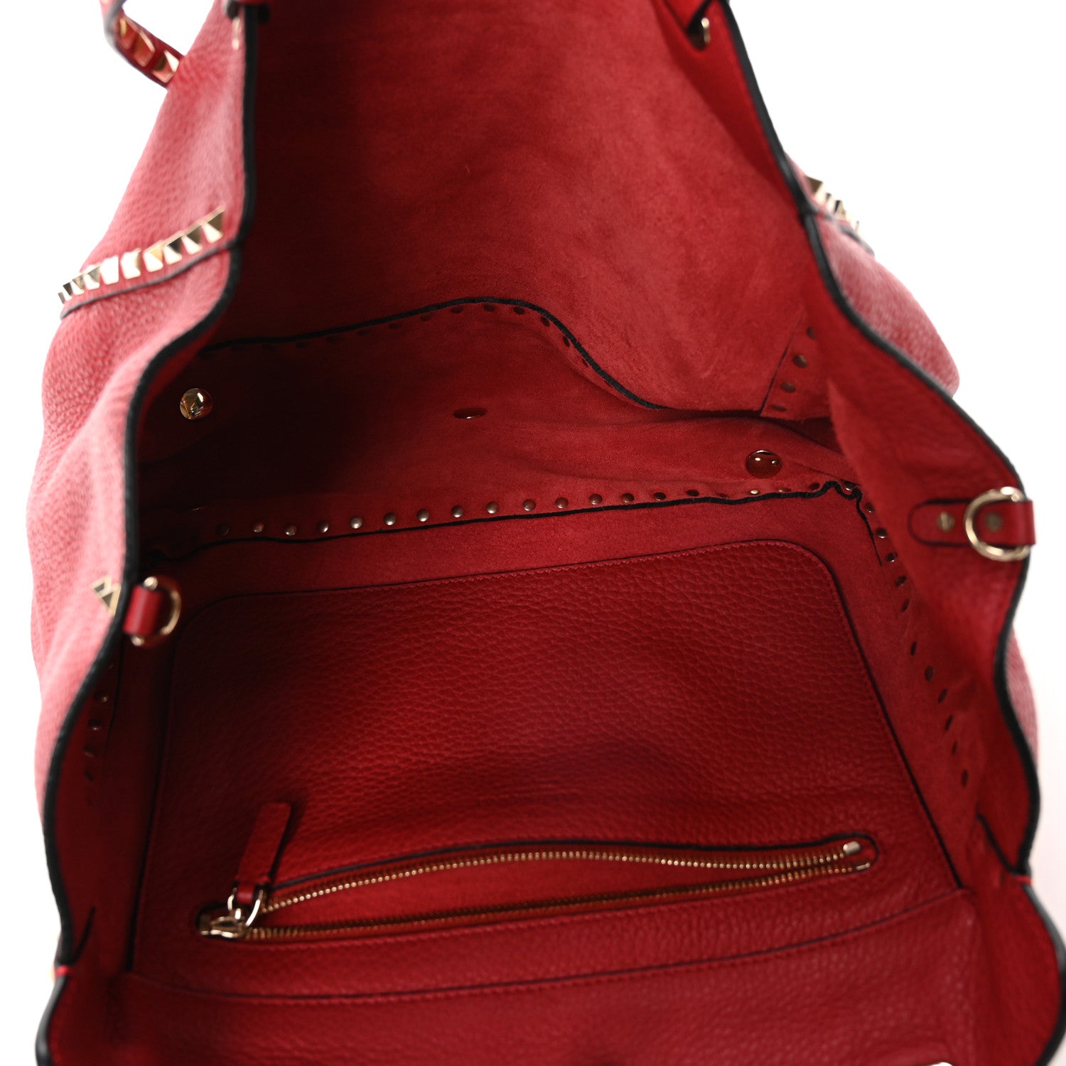 Valentino Garavani Vitello Medium Rockstud Tote Rosso Valentino 5 of 10