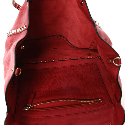 Valentino Garavani Vitello Medium Rockstud Tote Rosso Valentino 5 of 10