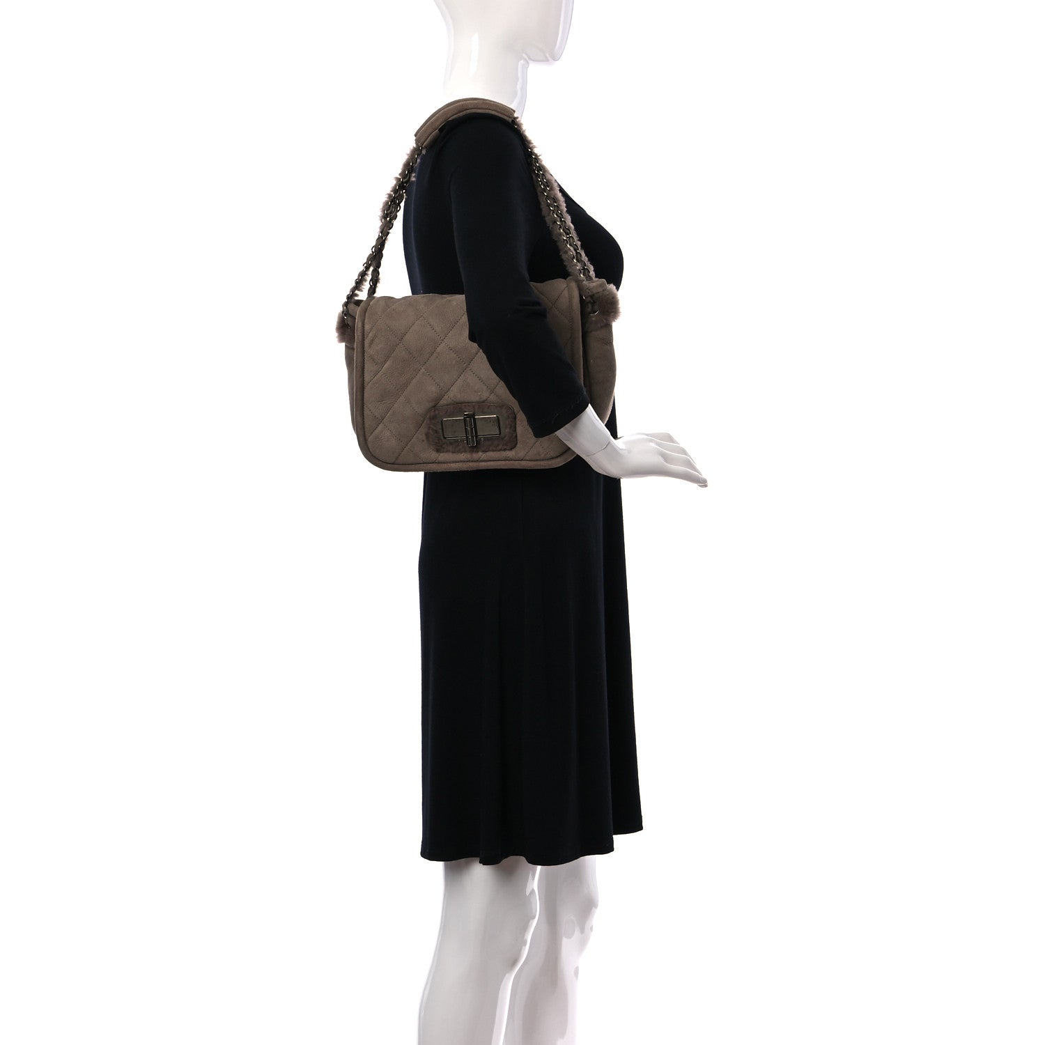 Chanel Shearling Quilted Mademoiselle Flap Light Brown 2 of 10