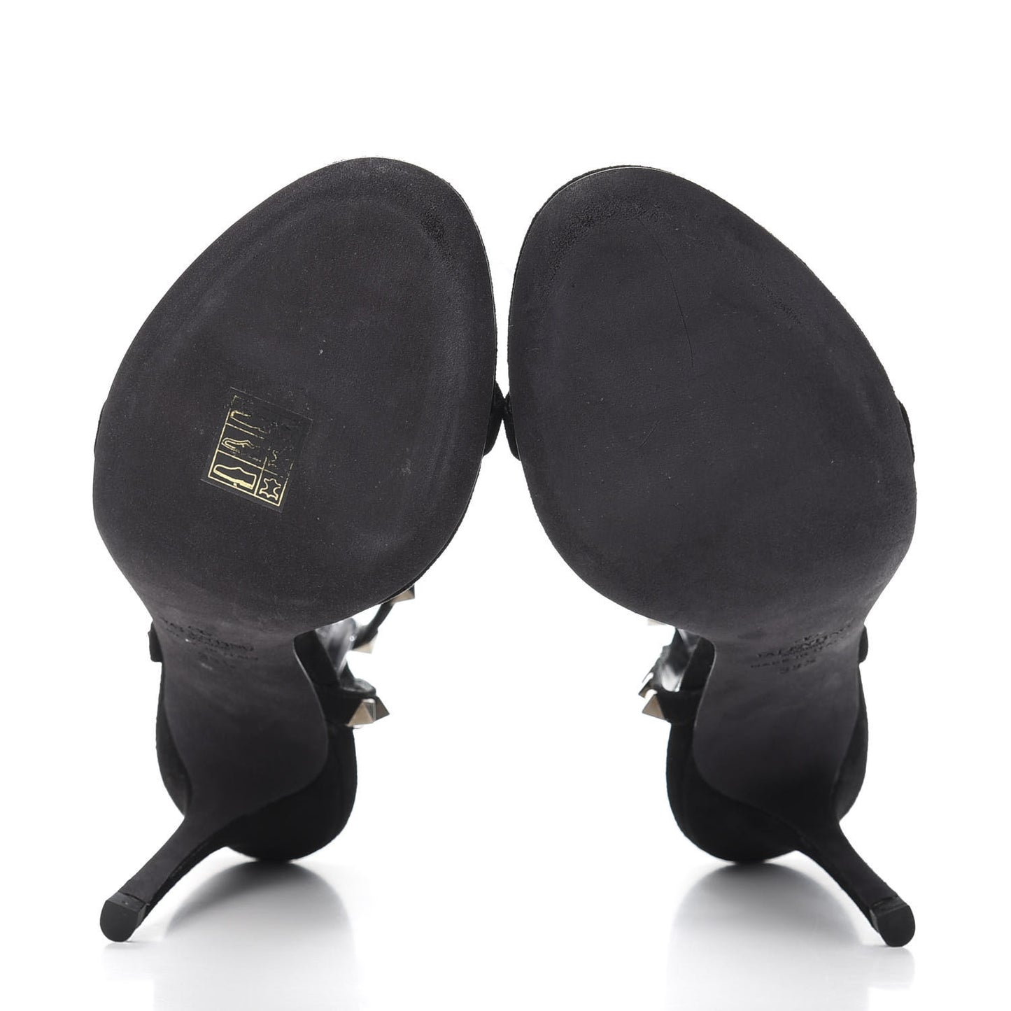 Suede Rockstud Ankle Strap 100mm Sandals 39.5 Black