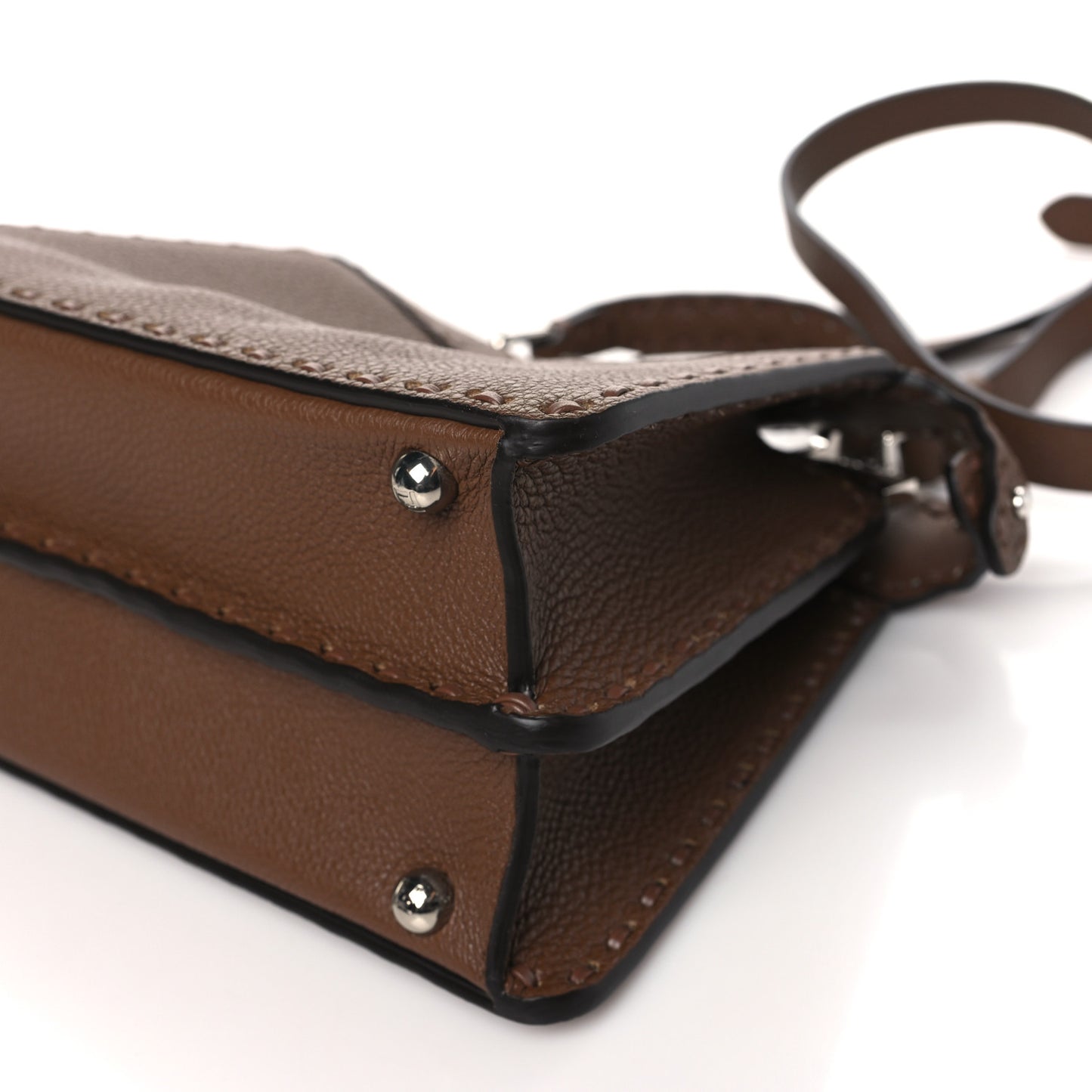 Cuoio Roma Sellerissima Nappa Sintetica Tape Stitch Small Peekaboo I SEE U Satchel Fettuccia