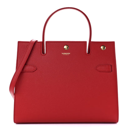 Burberry Grainy Calfskin Small Two Handle Title Bag Red 1 of 13