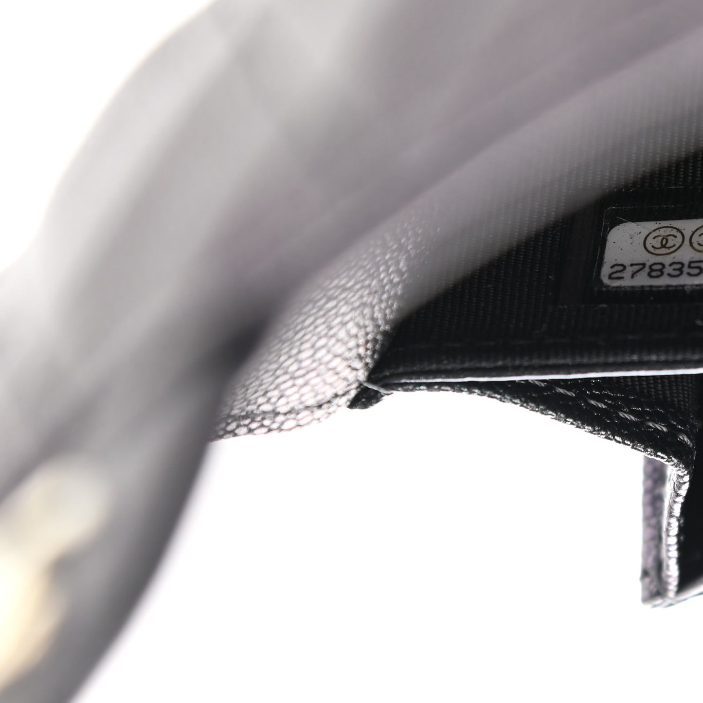 Iridescent Caviar Quilted Medium Flap Wallet Black